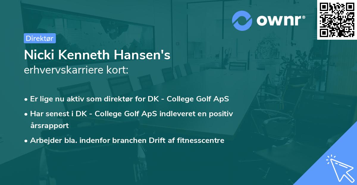 Nicki Kenneth Hansen's erhvervskarriere kort