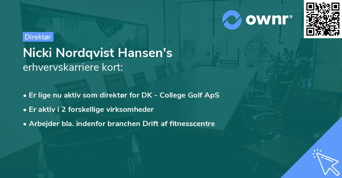 Nicki Nordqvist Hansen's erhvervskarriere kort