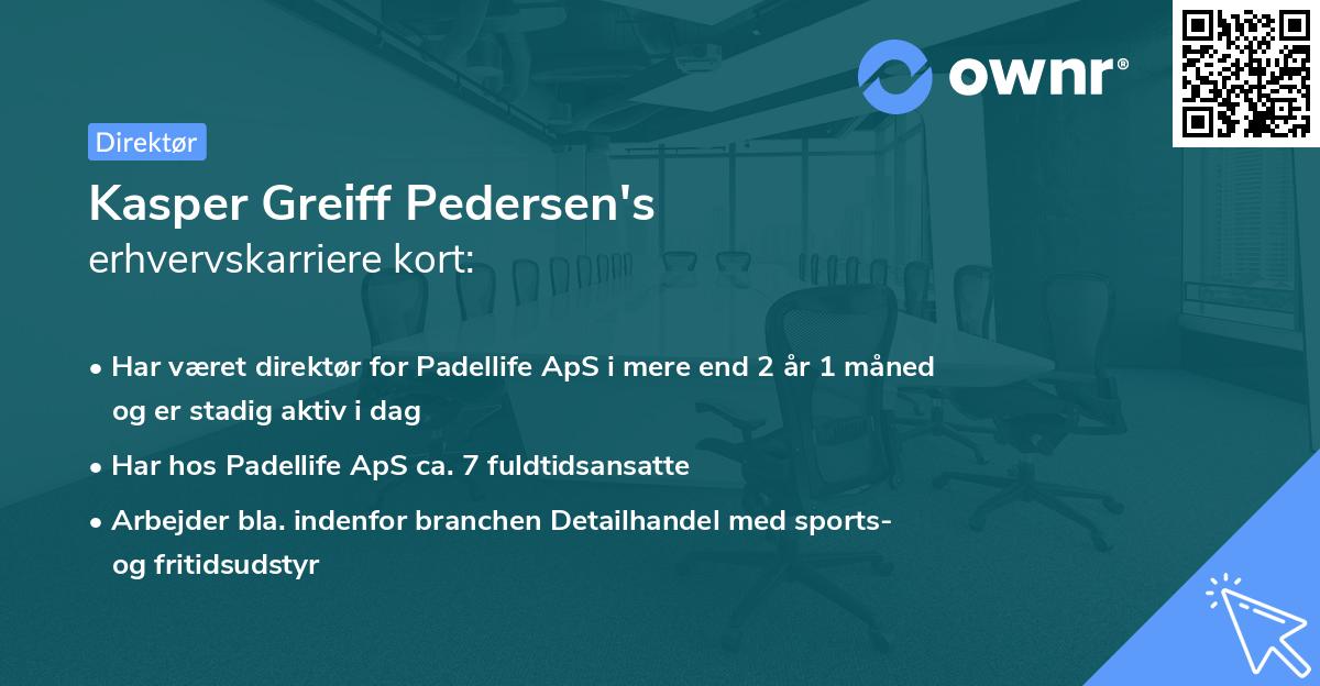Kasper Greiff Pedersen's erhvervskarriere kort