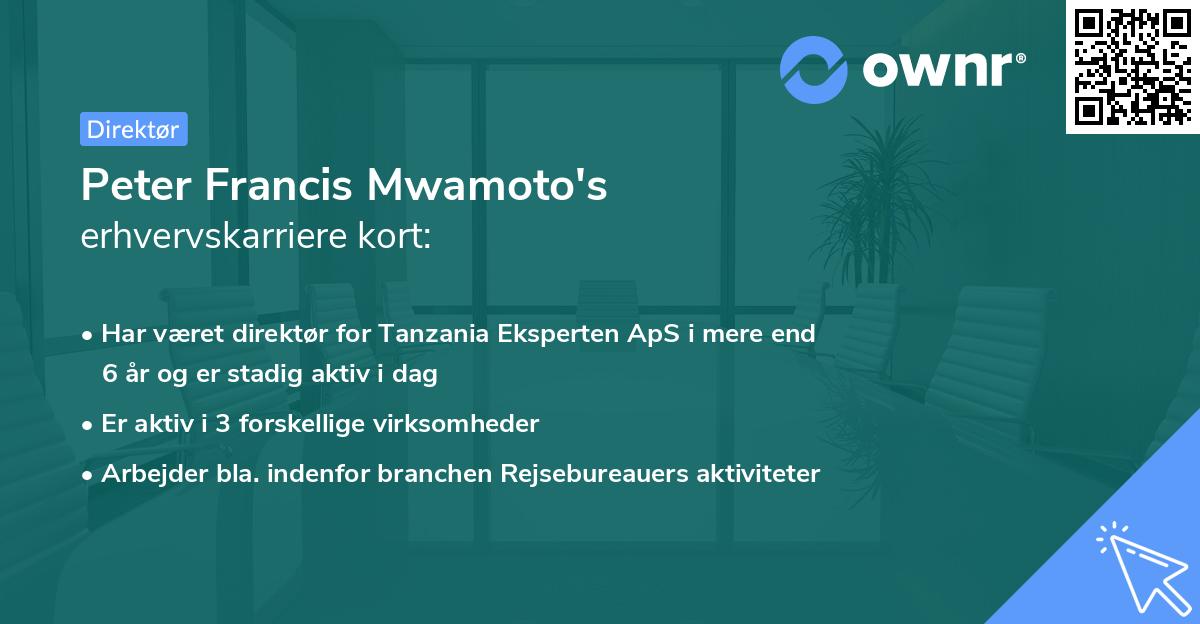 Peter Francis Mwamoto's erhvervskarriere kort