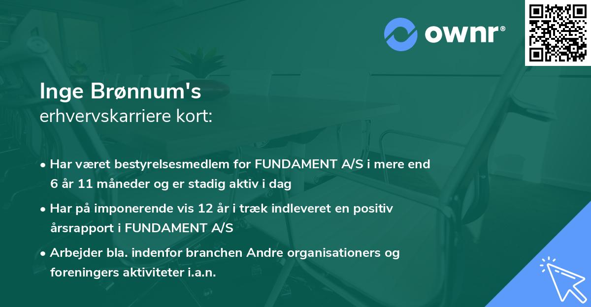 Inge Brønnum's erhvervskarriere kort