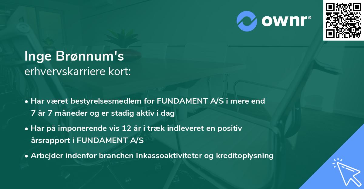 Inge Brønnum's erhvervskarriere kort