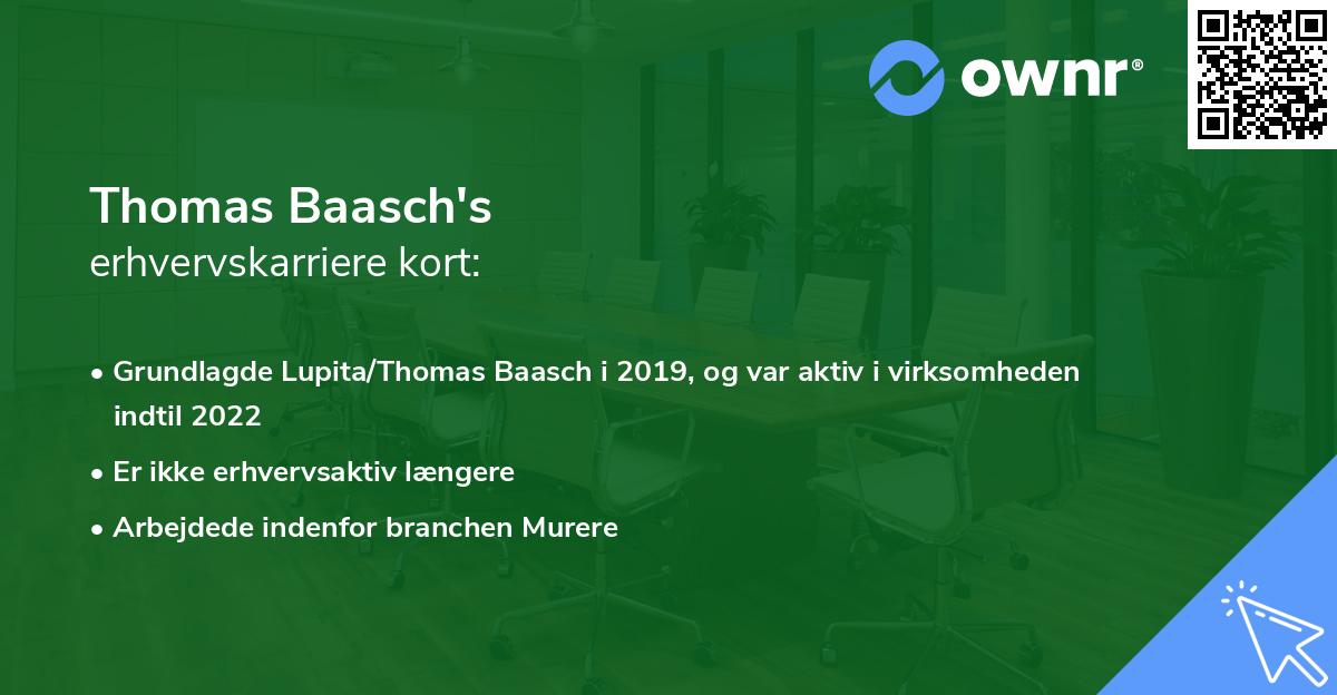 Thomas Baasch's erhvervskarriere kort