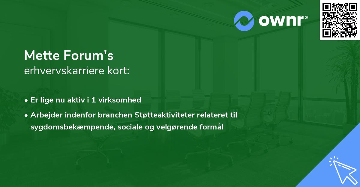 Mette Forum's erhvervskarriere kort