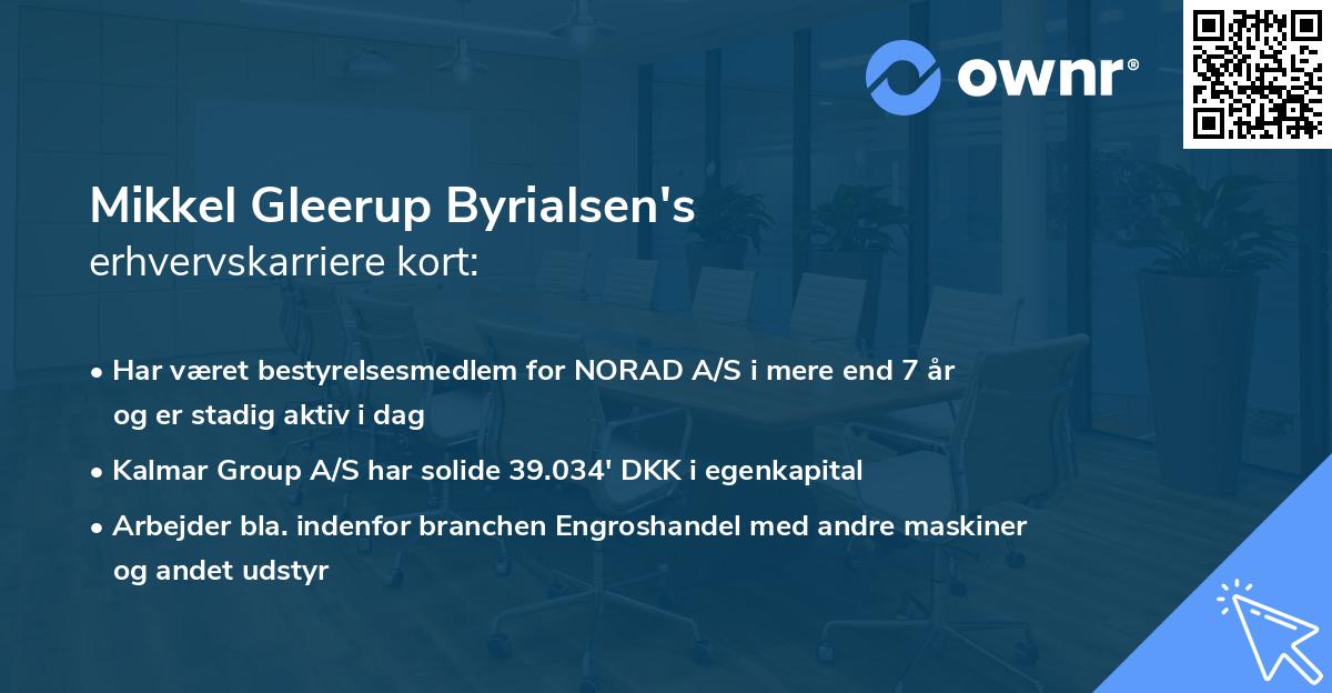 Mikkel Gleerup Byrialsen's erhvervskarriere kort