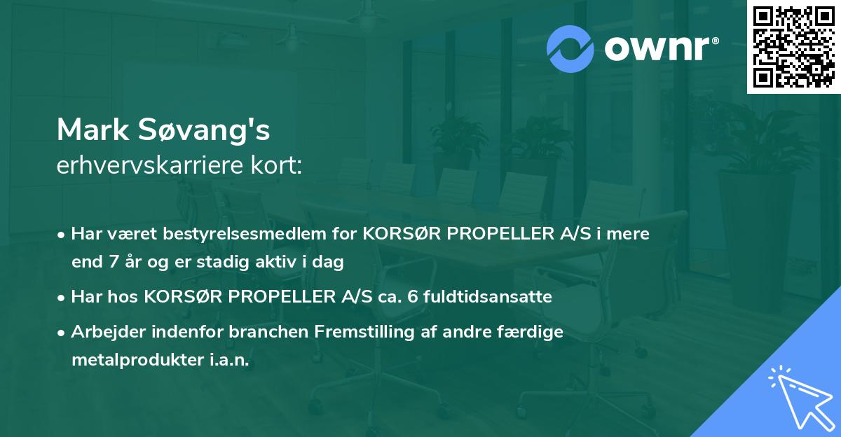 Mark Søvang's erhvervskarriere kort