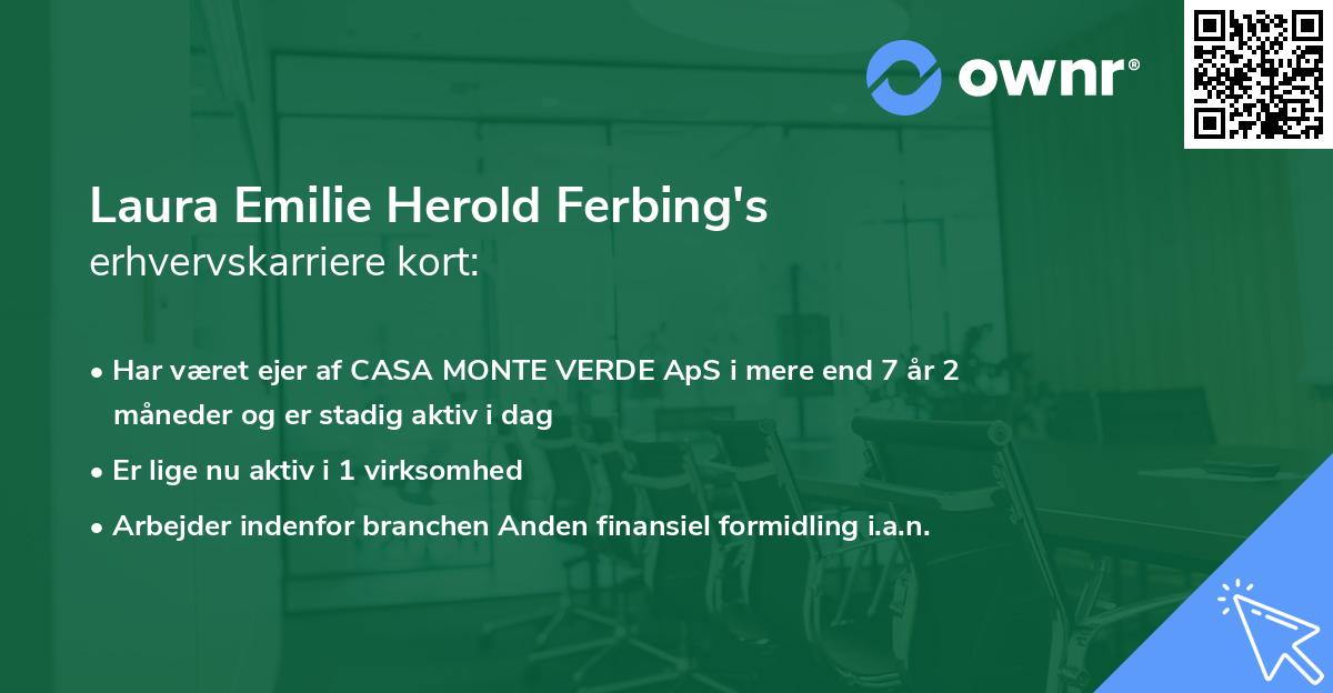 Laura Emilie Herold Ferbing's erhvervskarriere kort