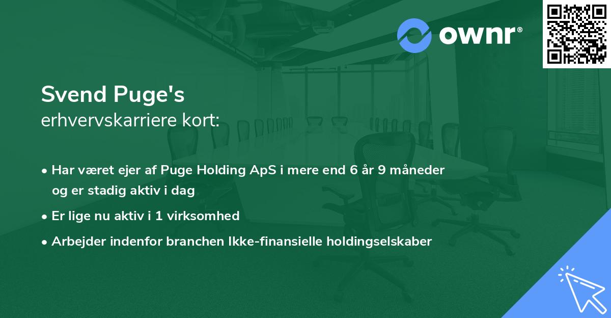 Svend Puge's erhvervskarriere kort