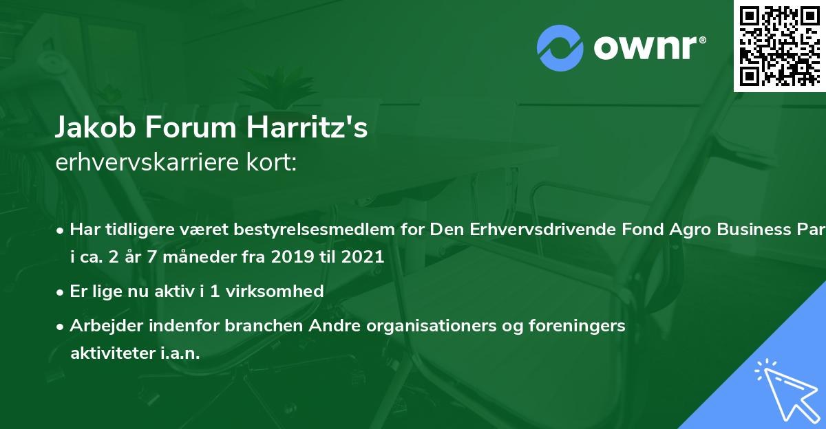 Jakob Forum Harritz's erhvervskarriere kort