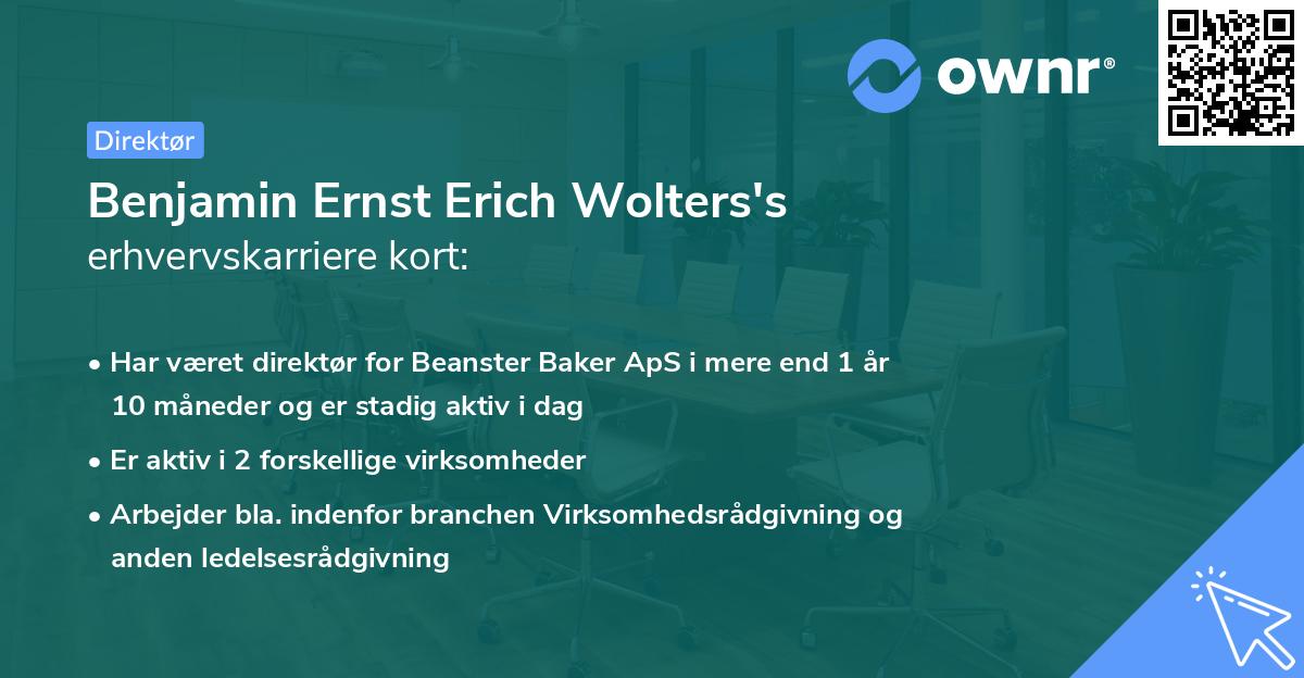Benjamin Ernst Erich Wolters's erhvervskarriere kort