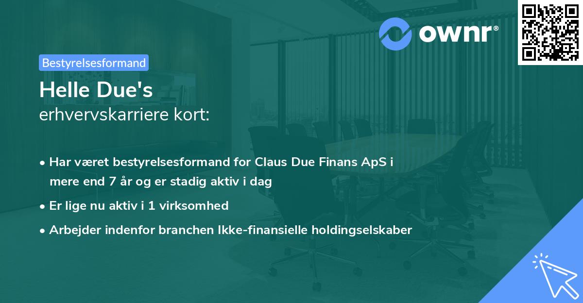 Helle Due's erhvervskarriere kort