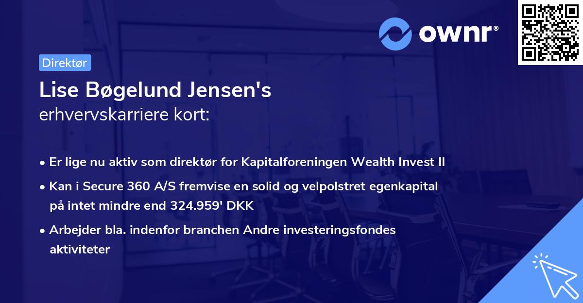 Lise Bøgelund Jensen's erhvervskarriere kort