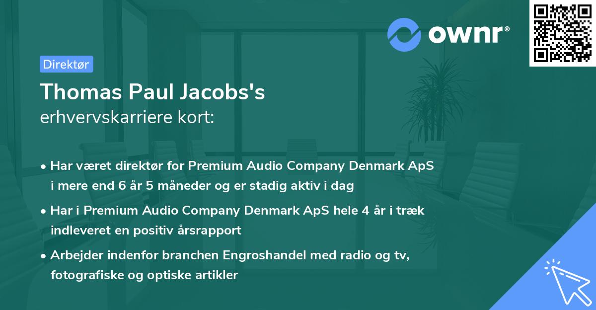 Thomas Paul Jacobs's erhvervskarriere kort