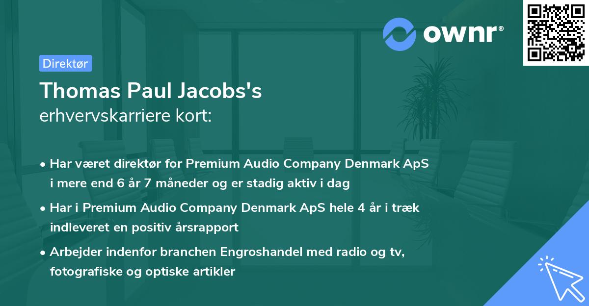 Thomas Paul Jacobs's erhvervskarriere kort