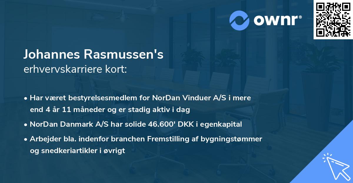 Johannes Rasmussen's erhvervskarriere kort