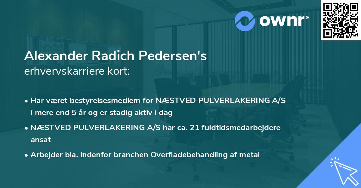 Alexander Radich Pedersen's erhvervskarriere kort