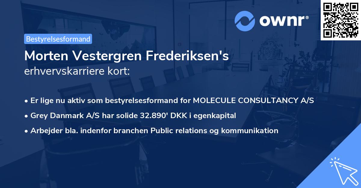 Morten Vestergren Frederiksen's erhvervskarriere kort