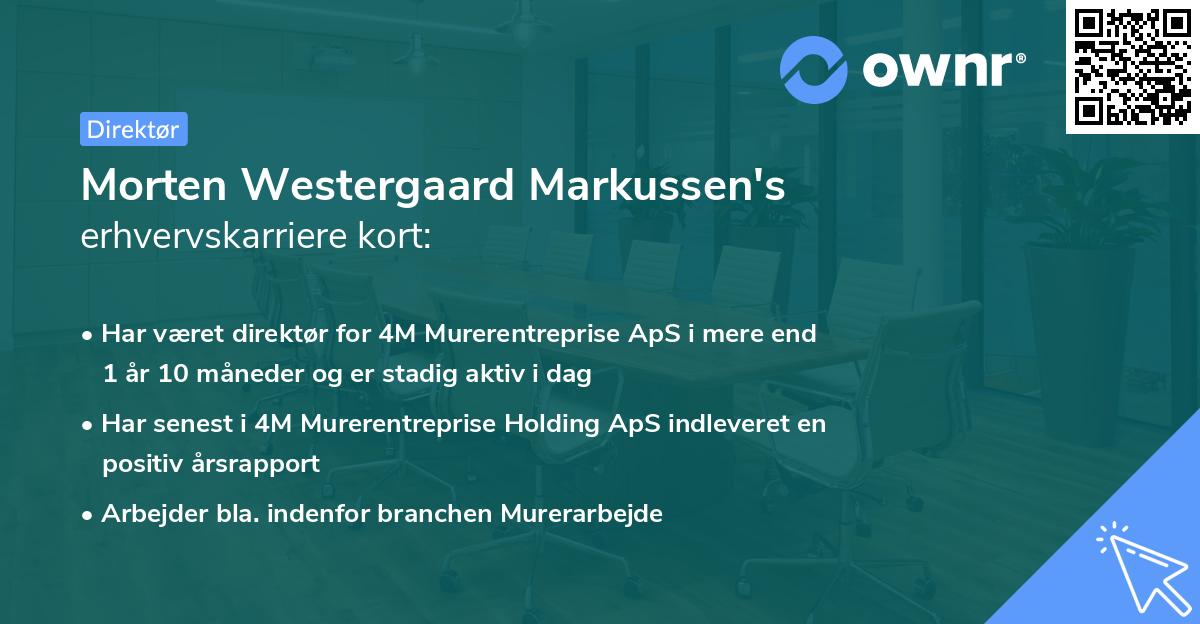 Morten Westergaard Markussen's erhvervskarriere kort
