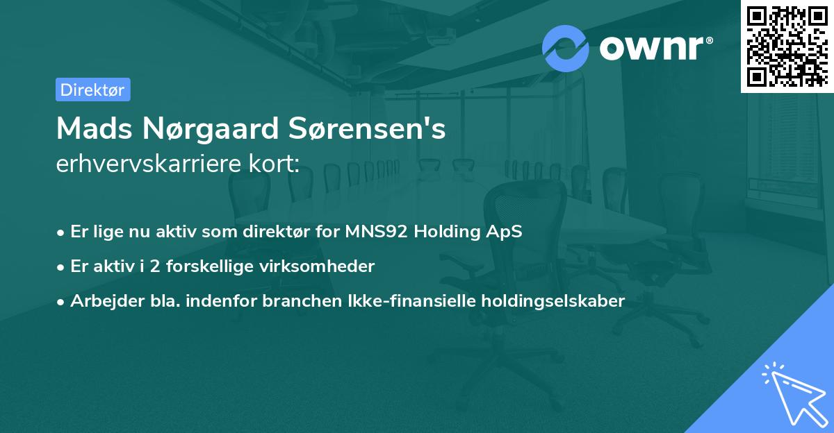 Mads Nørgaard Sørensen's erhvervskarriere kort
