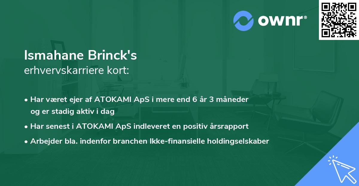 Ismahane Brinck's erhvervskarriere kort