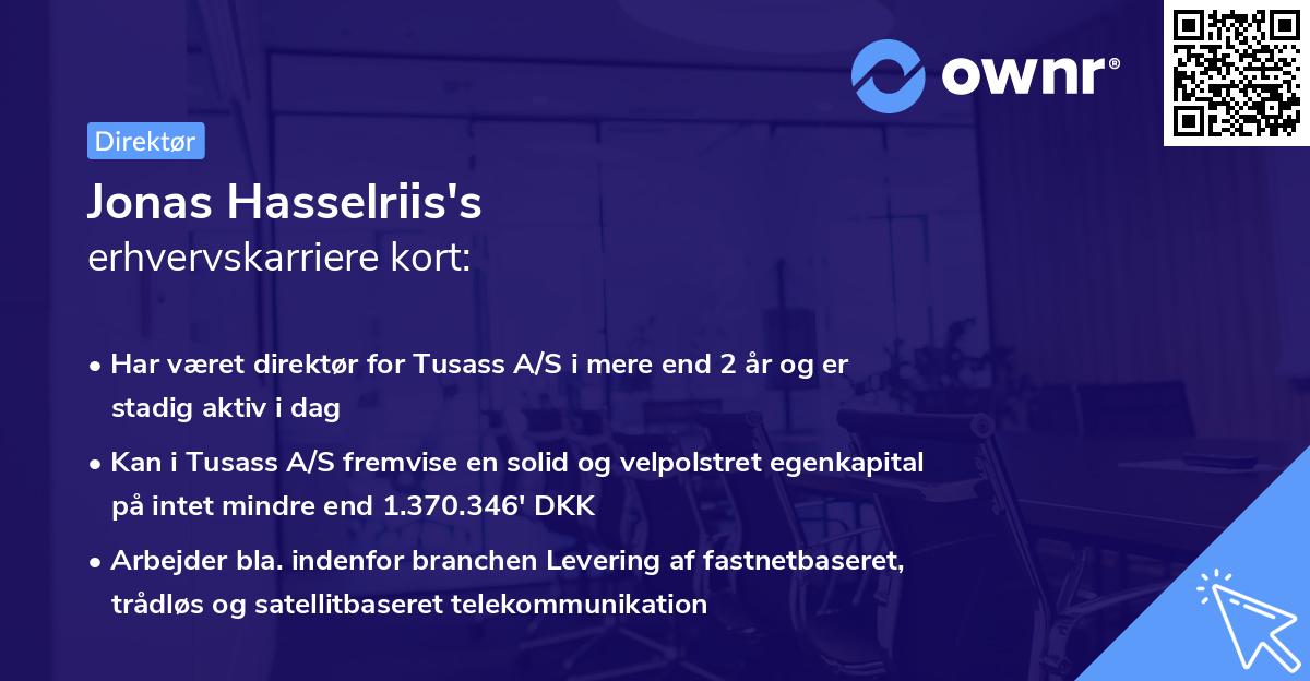 Jonas Hasselriis's erhvervskarriere kort
