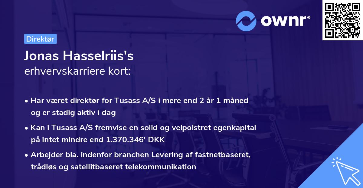 Jonas Hasselriis's erhvervskarriere kort