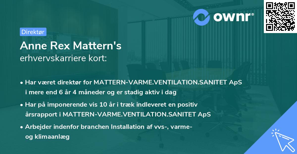 Anne Rex Mattern's erhvervskarriere kort