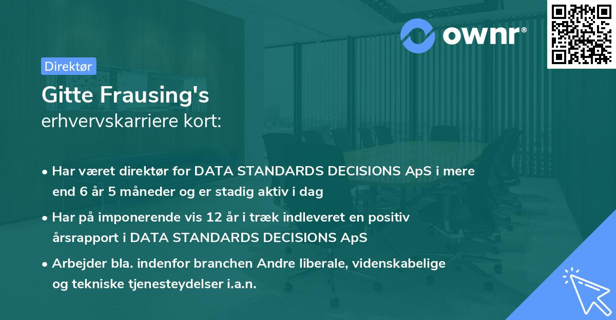 Gitte Frausing's erhvervskarriere kort