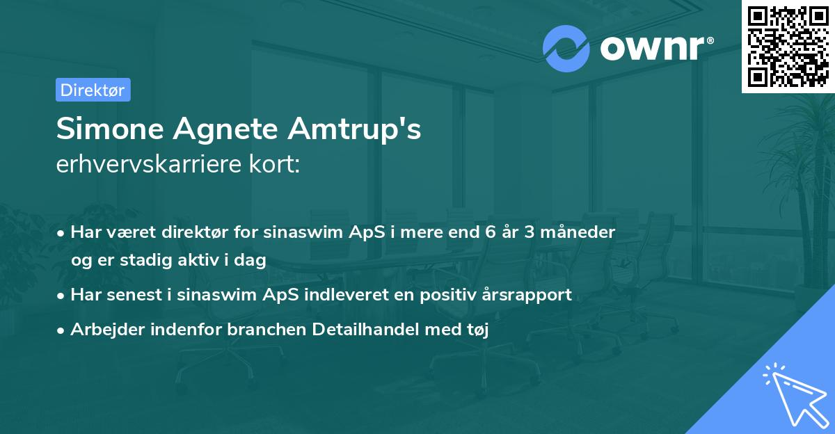 Simone Agnete Amtrup's erhvervskarriere kort