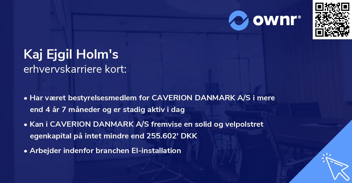 Kaj Ejgil Holm's erhvervskarriere kort