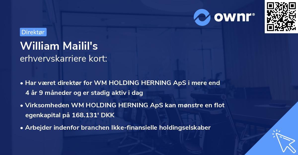 William Mailil's erhvervskarriere kort