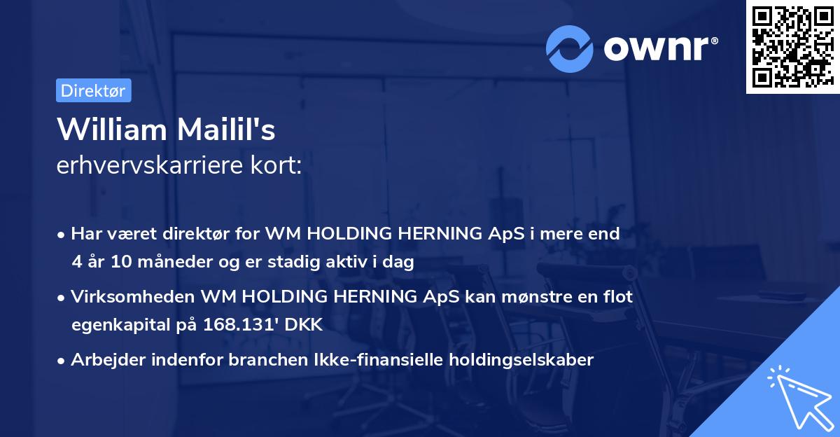 William Mailil's erhvervskarriere kort