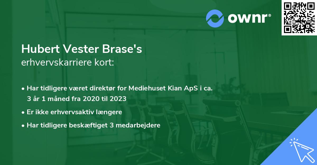 Hubert Vester Brase's erhvervskarriere kort