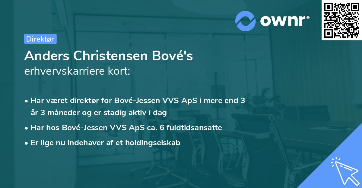 Anders Christensen Bové's erhvervskarriere kort