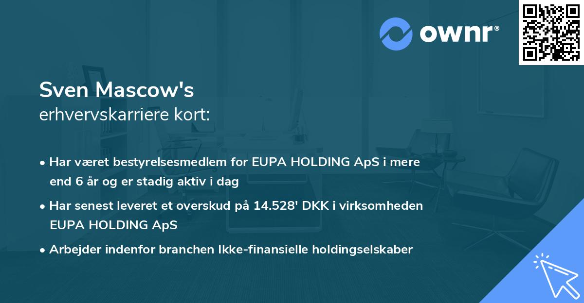 Sven Mascow's erhvervskarriere kort