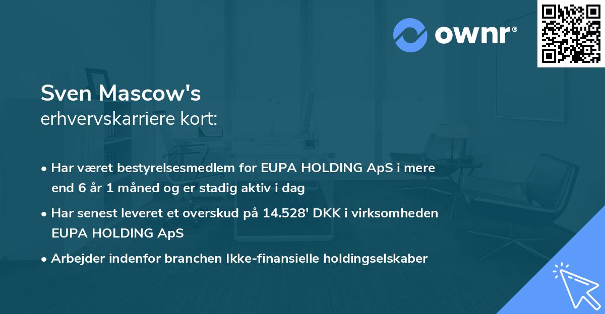 Sven Mascow's erhvervskarriere kort