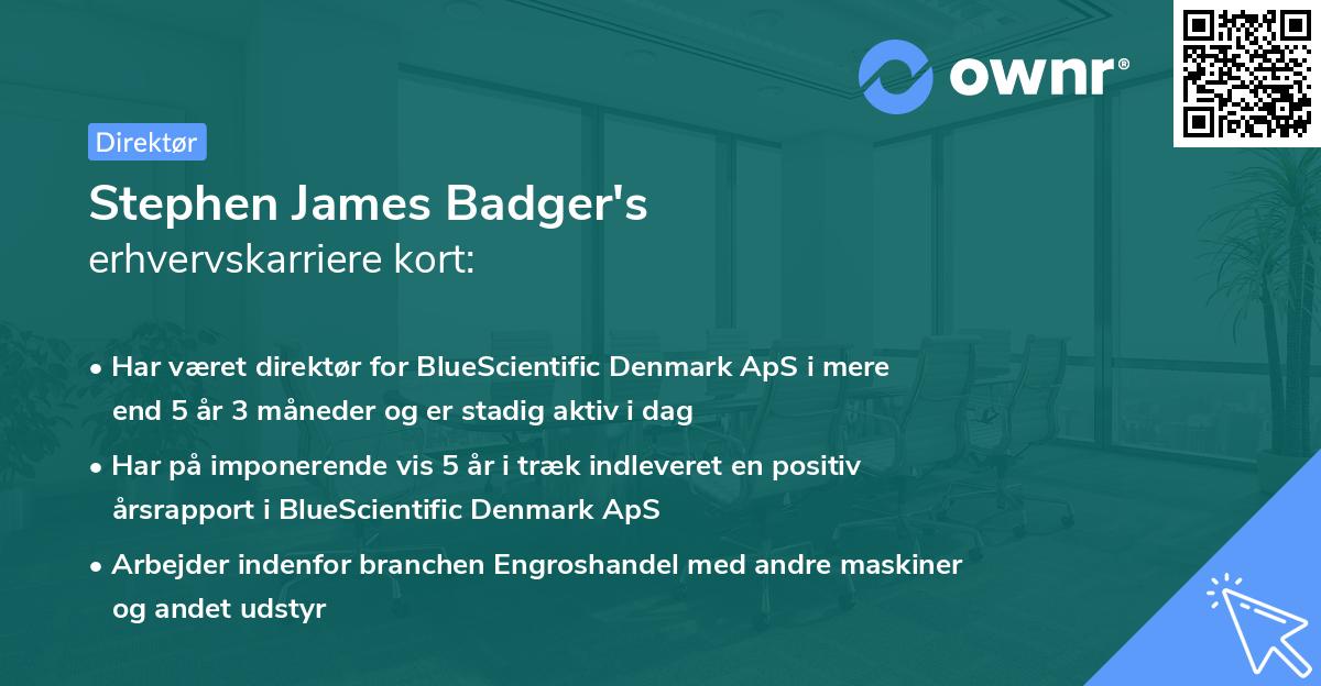 Stephen James Badger's erhvervskarriere kort