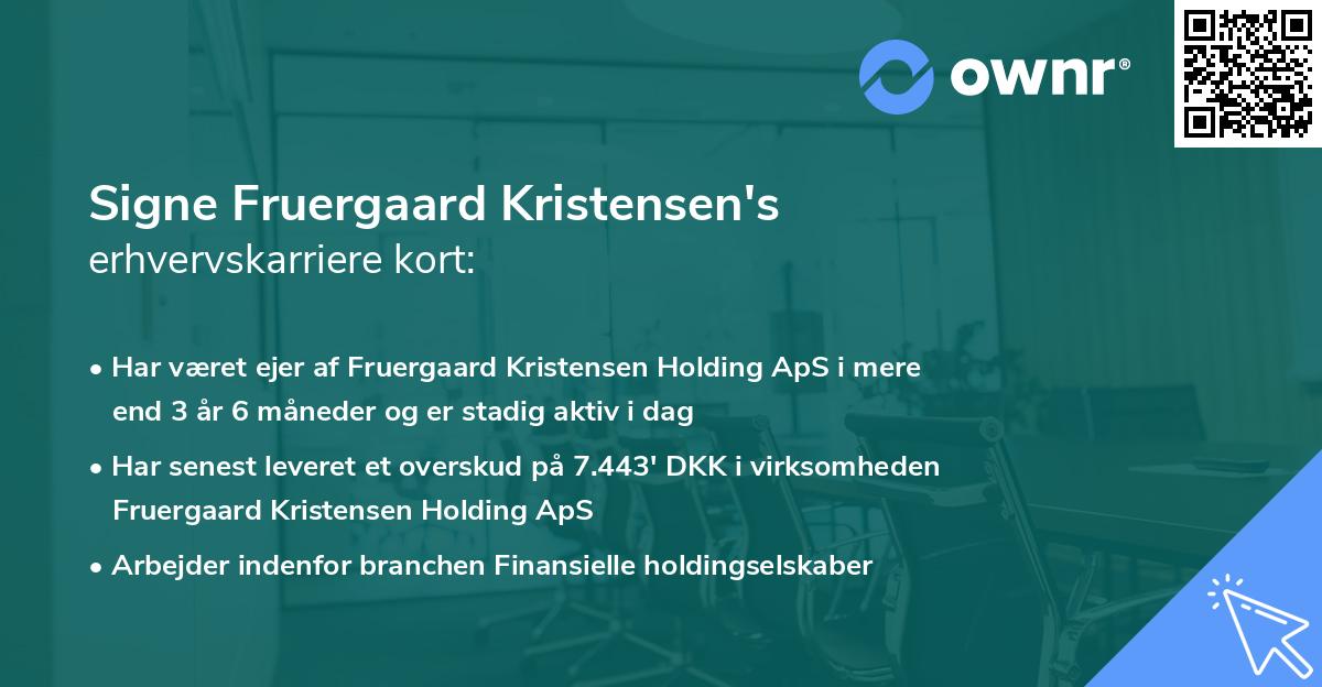 Signe Fruergaard Kristensen's erhvervskarriere kort