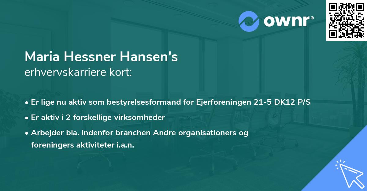 Maria Hessner Hansen's erhvervskarriere kort
