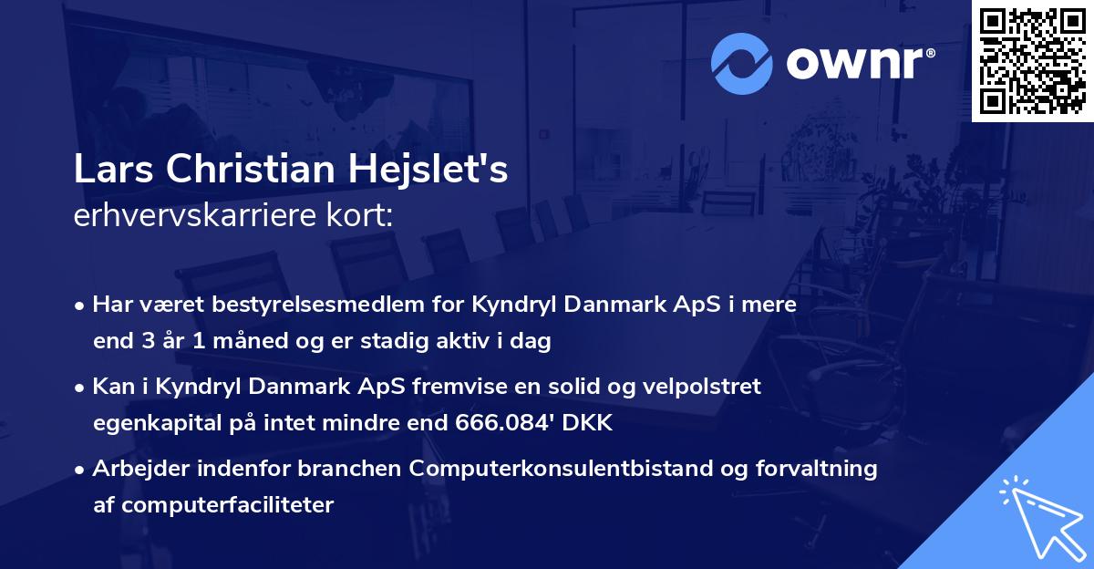 Lars Christian Hejslet's erhvervskarriere kort