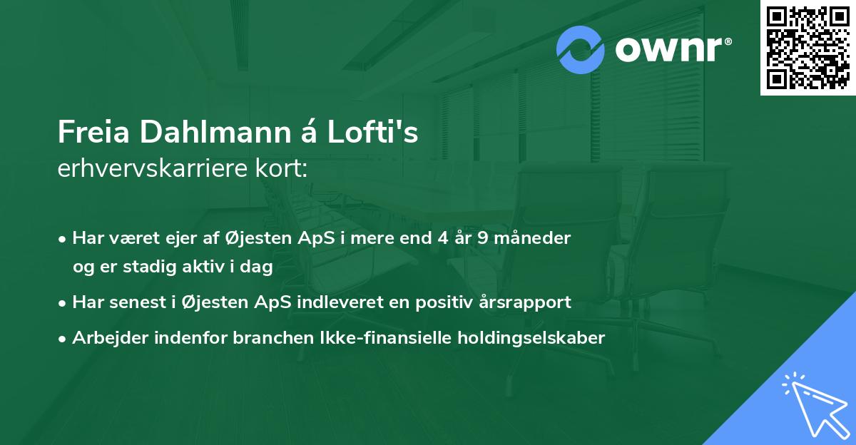 Freia Dahlmann á Lofti's erhvervskarriere kort