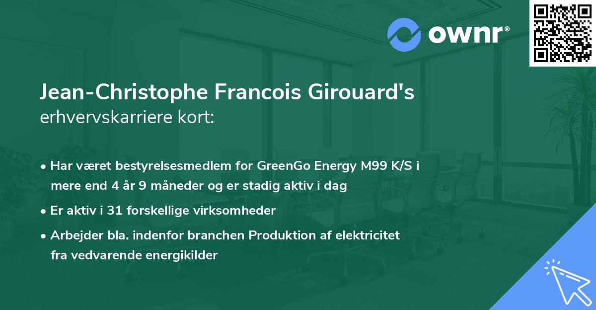 Jean-Christophe Francois Girouard's erhvervskarriere kort