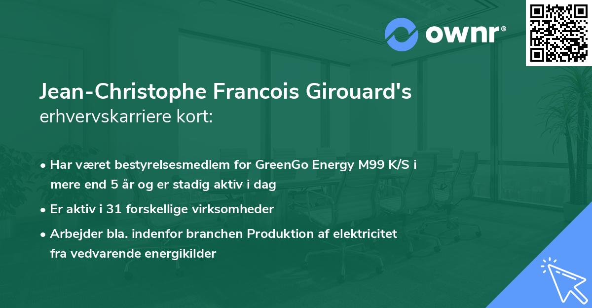 Jean-Christophe Francois Girouard's erhvervskarriere kort