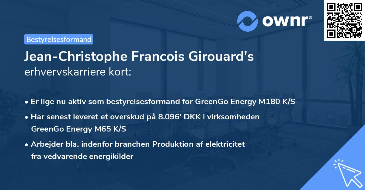Jean-Christophe Francois Girouard's erhvervskarriere kort