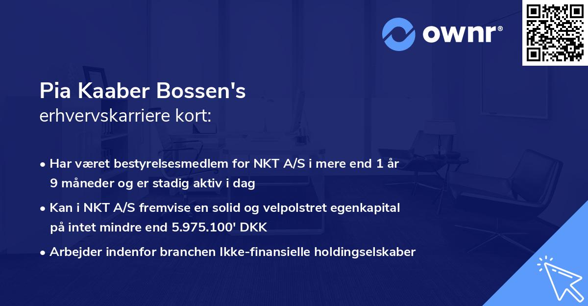 Pia Kaaber Bossen's erhvervskarriere kort