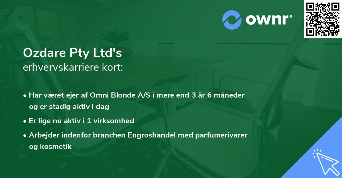 Ozdare Pty Ltd's erhvervskarriere kort