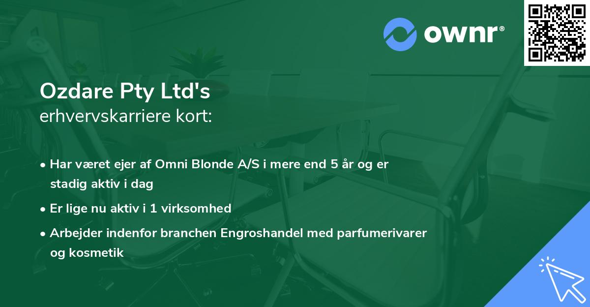 Ozdare Pty Ltd's erhvervskarriere kort