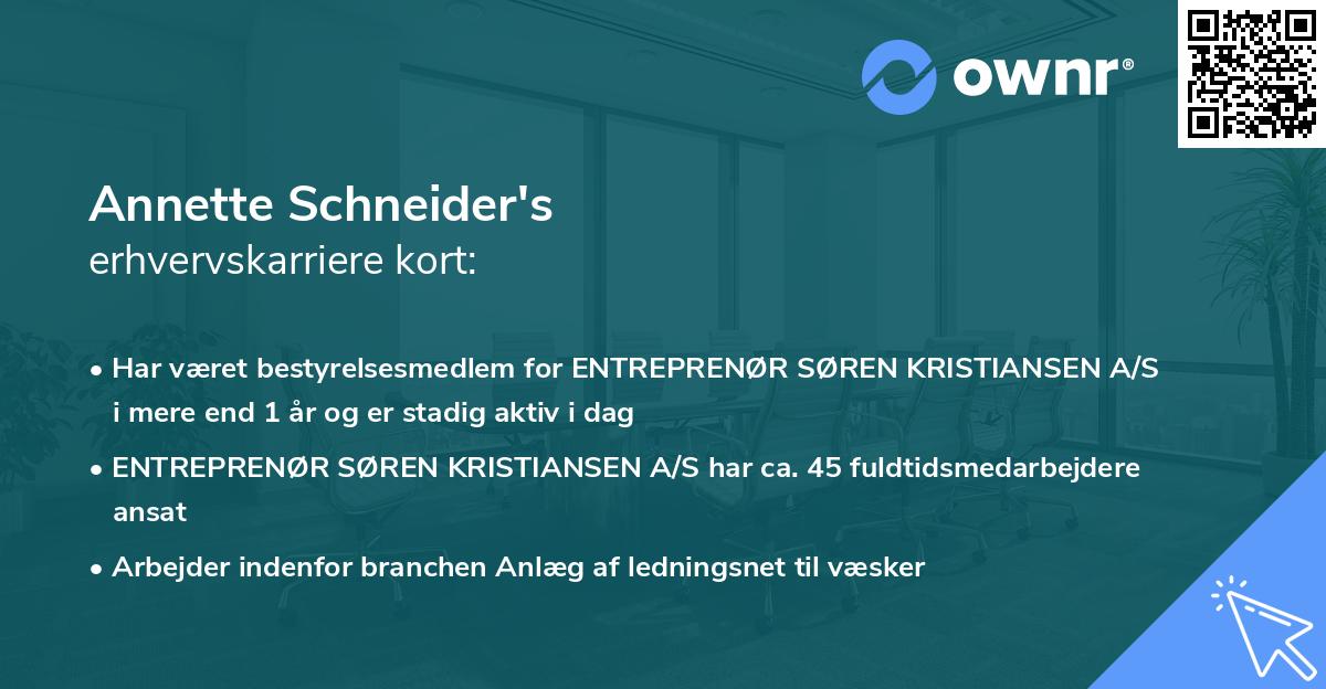 Annette Schneider's erhvervskarriere kort