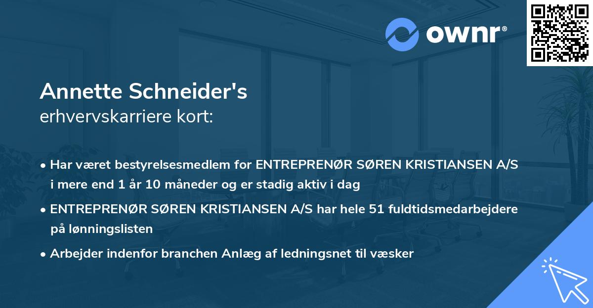 Annette Schneider's erhvervskarriere kort