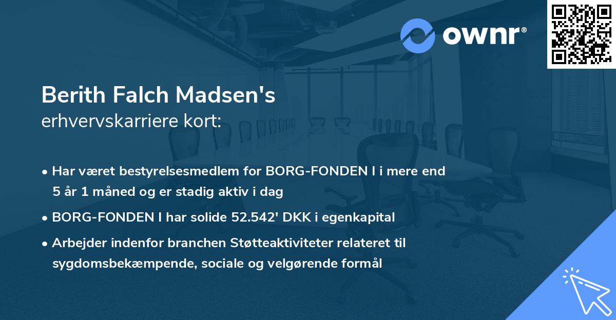 Berith Falch Madsen's erhvervskarriere kort